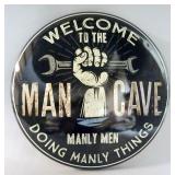 Welcome To The Man Cave Metal Button Sign, 16"