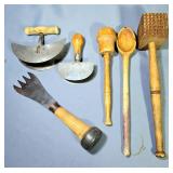 Primitive Kitchen Utensils, Includes Meat Tenderizer, Masher, Ice Shaver, Double-Bladed Herb Chopper