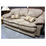 Ashley Furniture 3 Cushion Microsuede Couch w 2 Throw Pillows, Approx 88" Long