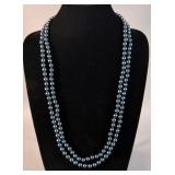 Black 7-8mm Genuine Round Fresh Water Pearl Necklace, 64" Length