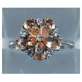 Paraiba Flower Ring - 925 Silver - Size 9.5