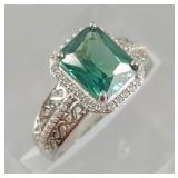 Radiant Cut Paraiba Color Change Designer Ring - 925 Silver - Size 9