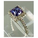 Princess Cut Paraiba Color Change Designer Ring - 925 Silver - Size 8