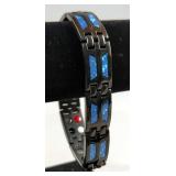 D Plus Mens Designer Stainless Steel Magnetic Therapy Bracelet