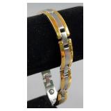 D Plus Mens Designer Stainless Steel Magnetic Therapy Bracelet 