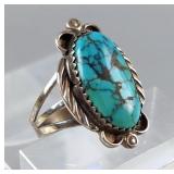 Sterling Silver Turquoise Ring - Size 8.5