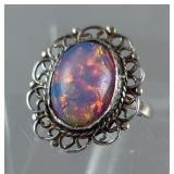 Sterling Silver Pink Opal Ring - Size 5