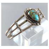 Silver And Turquoise Stone Bangle Bracelet