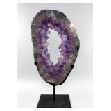 Brazilian Amethyst Portal Geode Slice On Stand - 11 LB, 16.25" x 8" x 1.75" 