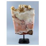 Pink Amethyst Slice On Metal Display Stand, 10.75" Tall, 5.14 LB