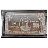 4 oz. Elemental Refining 500 Dollar Silver Bar Sealed In Package