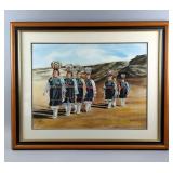 Native American Women Watercolor By Suzan, Framed And Double Matted Under Glass, 30x37" 