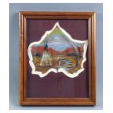Hand Painted Leaf Art, Native American, Signed By Artist Keith, 11.25x9.25" 