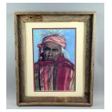 S. Styles Native American Man Art Print, Framed And Double Matted Under Glass, 24x20" 