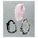 Agate Geode Slice Pendant Cabochons And Rose Quartz Freeform Cabochon