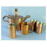Douro Copper And Brass Nesting Measuring Cups, Qty 4, Northpoint Mule Cups, Qty 2, Watering Can, And