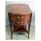 Mahogany Inlaid Two Drawer End Table, 25" x 15" x 22"