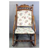 Folding Rocking Chair With Floral Fabric, 32" x 18" x 26"