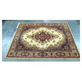 Area Rug With Floral And Scroll Design, Approx 94" x 130", Some Fringe Missing