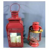 Dietz Junior Railroad Oil Lantern, And Nautical Style Candle Lantern With 3 Battery Powered Candles