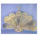 Brass Peacock Fireplace Screen, Needs Some Repair