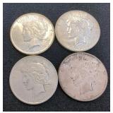 1923 D Peace Dollars, Qty 4