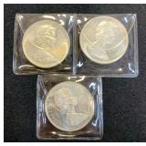 1966 Canadian Silver Dollars, Qty 3, All Believed To Be BU