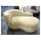 Modern Suede Style Chaise Lounge, Curved Raised Back, Approx 66" Long and 36" Wide