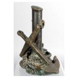 Mark Hopkins SIGNED Bronze Sculpture "The Sailor", Nautical Bronze, 6", Post, Anchor, Rope, Cap