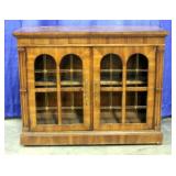 Rolling Buffet Cabinet, Fold Out Service Top, Metal Pane Accent Dividers, No Glass, 30"H x 38"W x 18