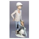 Nao by Lladro, Spanish Hand Crafted Porcelain, Boy With Dog Figurine, 9"
