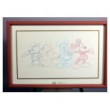 "Mickey Mouse Through The Years" 1928-1989 Sketch Print, Disney Channel, 18" x 12"