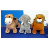 Bigi Giddy Up Plush Animal Scooters, Coin Operated, Can Hold Up To 300lbs, Qty 3, Includes Lion, Ele