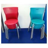 Mainstays Stackable Chairs, Qty 12, 6 Teal Sachet and 6 Fuchsia Supreme