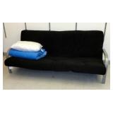 Futon with Frame Mattress, Pillow and Comforter, Comforter Has Paint Splatters