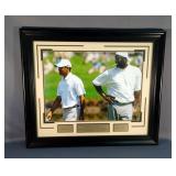 Tiger Woods And Michael Jordan Photo With Placard And Engraved Signature Plaques, Framed And Matted 