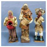 Hand Crafted Mexican Folk Art Paper Mache Sculptures, Qty 3, Sizes From 13.5"-12" 