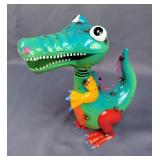 Handcrafted Bobble Head Metal Alligator Yard Art, 11.5" Tall 