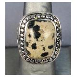 Costume Jewelry Rings Including Dalmatian Style Stone Ring, Long Mother Of Pearl Ring, Eternity Ring