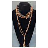 Navajo Ghost Bead Necklaces With Yellow, White, Red Beads, Modeschmuck Necklace, Urmibdai With Vario