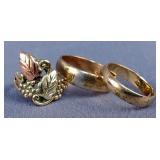 10k Gold Black Hills Gold Ring, Size 6, 14k Gold Ring, Size 7 And 10k Gold Ring, Size 9 