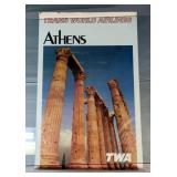 TWA Advertising Posters, Including Paris, Milan, Athens And More, Qty 5, All Approx 40" x 24" And TW