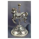 Sankyo Silver Toned Music Boxes Including Egg With Hinged Lid And Cross, 6", Carousel Horse Music Bo