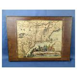 Novi Belgii In American Septentrionali Map On Board, 15" x 21" And Mapping The World Hard Back Book 