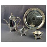 International Silver Co Silver Plate Tea Set Including Platter, Kettle And More, Royal Limited Silve