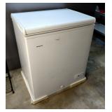 Hotpoint Chest Freezer, Model HCM5SM, 33" x 28"x 22", Damage On Back Corner, Powers On