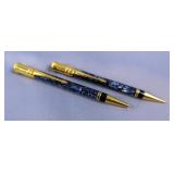 Parker Duofold Blue Marble Style Pen And Mechanical Pencil Set, With Monogram CD 