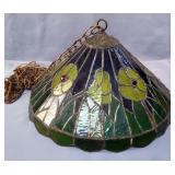 Leaded Stained Glass Hanging Light Fixture, Approx 11" x 20"