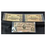 1864 Confederate States Of America $100 Dollar Bank Note And $20 Dollar Bank Notes, Qty 2