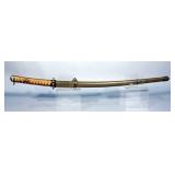 Japanese Sword Katana Mounted as Army Officer Gunto, 36" L, Push Button Release